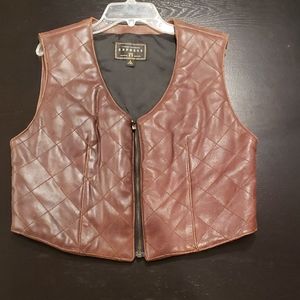 Vintage Express quilted distressed leather vest